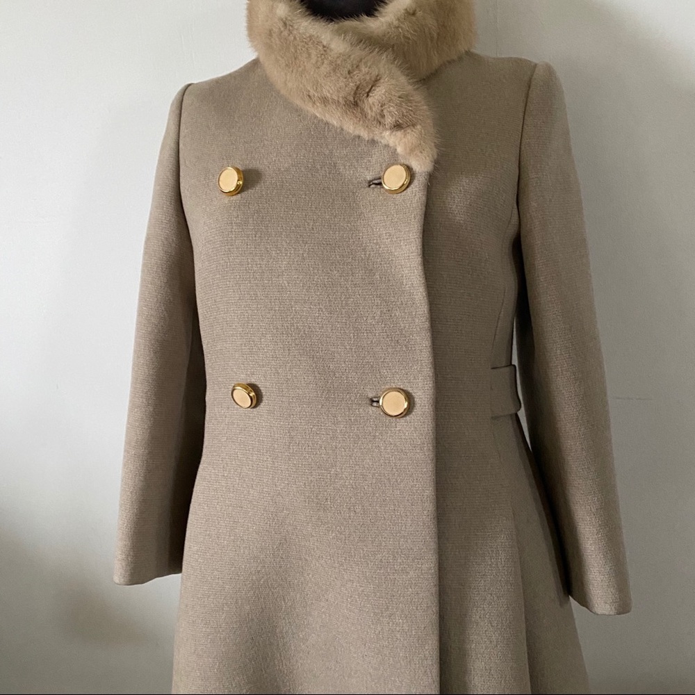 Vintage Blonde Mink & Wool Overcoat Beige Coat - Picture 4 of 15